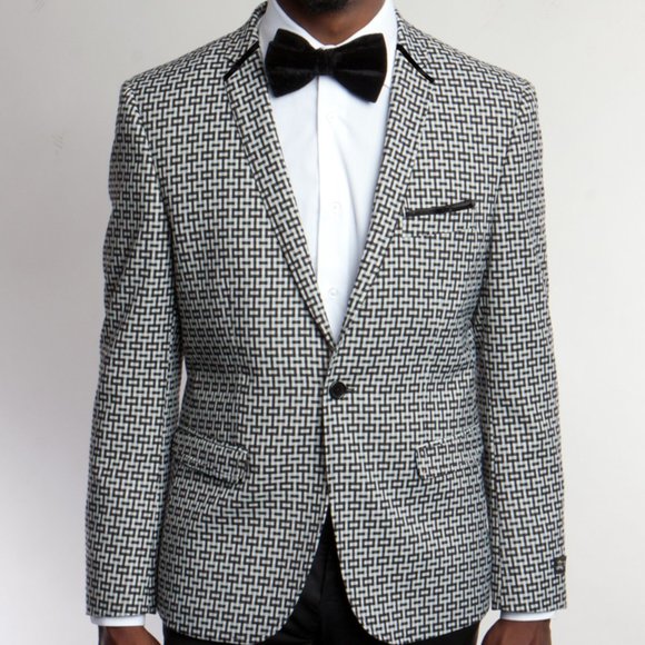 Men's Black and White Blazer